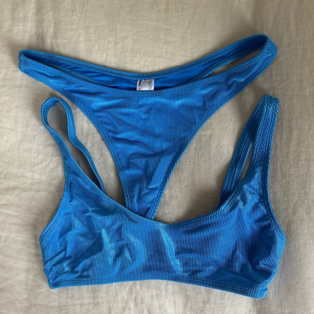 ASOS blue ribbed bikini set